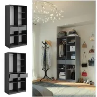 Vicco Kleiderschrank Elmo Anthrazit 100 x 200 cm mit 2 Schubladen, Model 50198
