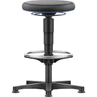 BIMOS Allround Hocker , sitzhöhenverstellbar 560-810 mm, mit Gleiter & Fußring, PU-Schaumbezug, abwaschbar, extrem robust, Farbring blau