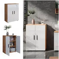 Vicco Midischrank Irma Weiß Hochglanz/Goldkraft Eiche 60 x 81 cm, Model 40512