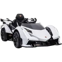 Es-toys Kinderfahrzeug - Elektro Auto "Lamborghini V12 Vision Gran Turismo" - lizenziert - 12V7AH, 2 Motoren- 2,4Ghz Fernsteuerung, MP3, Ledersitz+EVA-Schwarz