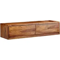 KADIMA DESIGN Massivholz Wand-Lowboard, Hochwertiges TV-Board aus Sheeshamholz, Modernes Design, 2 Schubladen. 108x34x25 cm |