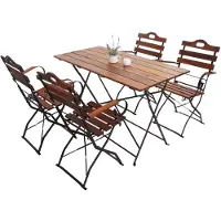 Mendler Biergarten-Set MCW-J40, Bistroset Klapptisch Klappstuhl, Gastronomie-Qualität Akazie MVG- braun