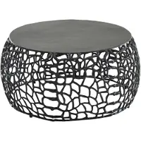 KADIMA DESIGN Couchtisch "Astlux": Aststruktur, lackiertes Aluminium, handgefertigt, Anti-Rutsch-Noppen, Ablagefläche. Schwarz, 66x66x30 cm |