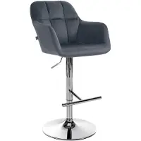 CLP Barhocker Natoma Samt Metall in Chromoptik/dunkelgrau