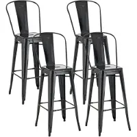 CLP 4er Set Barhocker Aiden aus Metall mit Fußstütze | Farbe schwarz