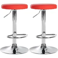 CLP 2er Set Barhocker Ponte Kunstleder höhenverstellbar und drehbar | Farbe rot Material Gestell Metall in Chromoptik