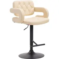 CLP Barhocker Dublin Kunstleder höhenverstellbar und drehbar creme Gestell Farbe schwarz