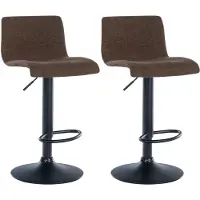 CLP 2er Set Barhocker Branford höhenverstellbar und 360 drehbar | Farbe braun Material Stoff