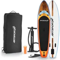 ArtSport Stand Up Paddling Board Set Beach Rocker aufblasbar 320 cm - 150 kg - Fußleine, Pumpe, Paddel, Tasche & Zubehör - SUP Board Standup Paddle