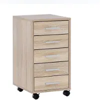 KADIMA DESIGN SCHUBLADENSCHRANK Holz 5 Schubladen Mit Rollen ITTER, Beige 33x38x63 cm