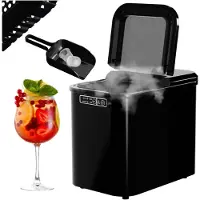 TroniTechnik Eiswürfelmaschine Eiswürfelbereiter, Ice Maker, 12kg/24h, 2,2 Liter Wassertank, 2 Größen, Selbstreinigung, schwarz