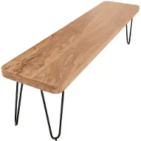 KADIMA DESIGN SITZBANK BALU Massivholz Metallbeine Landhausstil, Beige 120x40x45 cm