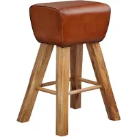KADIMA DESIGN Sportlicher Turnbock-Barhocker, Ziegenleder und Mango Massivholz, dunkelbraun. 43x43x75 cm |