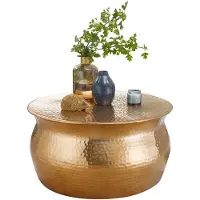 KADIMA DESIGN Couchtisch "Enns": Orientalisch, Hammerschlagstrukturen, Aluminium, handgefertigt. Gold, 60x60x30 cm |