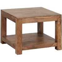 KADIMA DESIGN Couchtisch "Nako" Massivholz: Landhausstil, Ablagefach, robust, pflegeleicht. Braun, 60x60x45 cm |