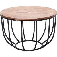 KADIMA DESIGN Industrial Couchtisch aus Sheesham Massivholz, Rustikaler Stil, Metallgestell, Korbdesign. 60x60x39 cm |