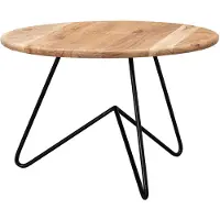 KADIMA DESIGN Akazienholz Couchtisch mit Haarnadelgestell, modernes Design, große Ablagefläche. 60x60x39 cm |