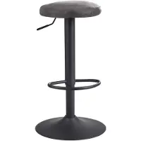 KADIMA DESIGN BARHOCKER Höhenverstellbar Eisen Samt Drehbar CAMPANIA, Grau 40x40x79 cm