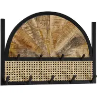 KADIMA DESIGN Wandgarderobe Mango Massivholz/Rattan/Metall, Exotisch, Funktional & Stilvoll