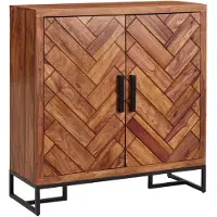 KADIMA DESIGN Schuhschrank Sheesham, 100x105x40 cm, Fischgrätmuster, große Ablage | Gr.: onesize