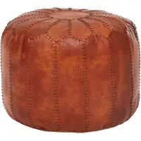 KADIMA DESIGN Orientalischer Echtleder Sitzhocker, Strapazierfähig & Gemütlich, Braun. 52x52x40 cm |