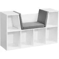 KADIMA DESIGN SCHUHBANK – Weiß matt, 101,5x61,5x30 cm, Sitzfläche Grau, 6 Fächer