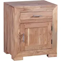 KADIMA DESIGN Nachtschrank aus Massivholz, Landhausstil, 60 cm, Schublade & Tür in Beige | Gr.: onesize