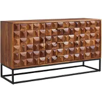 KADIMA DESIGN Sheesham Holz Sideboard, Industrial Design, Metallgestell. 145x45x81 cm |