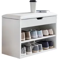 KADIMA DESIGN SCHUHBANK gepolstert mit Stauraum, Weiß 60x30x40 cm