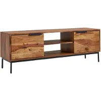 KADIMA DESIGN TV-Kommode für 60 Zoll Fernseher, Sheesham Massivholz, offene Ablagefächer, Anti-Rutsch-Noppen. 147x38x51 cm |