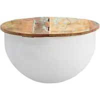 KADIMA DESIGN Industrie Stil Couchtisch "Serchio": Klappbare Tischplatte, Aufbewahrung, recyceltes Massivholz, Metallkörper. Weiß, 60x60x34 cm |