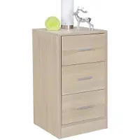 KADIMA DESIGN Moderner Nachtschrank: Holz, 3 Schubladen, melaminharzbeschichtet. Beige, 38x35x68 cm |