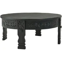 KADIMA DESIGN Massivholz Couchtisch, Orientalisches Design, Schwarz Lack, Handgefertigt. 80x80x36 cm |