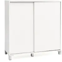 KADIMA DESIGN SCHUHSCHRANK Holz für 20 Paar Schuhe mit Schiebetüren, Weiß 100x38x108 cm