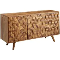 KADIMA DESIGN Massivholz-Sideboard in Sheesham, Praktisches Design mit Türen & Schubladen. 138x45x76 cm |