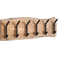 KADIMA DESIGN Massive Akazienholz Wandgarderobe, Baumkanten-Design, 100x29x12.5 cm | Gr.: onesize