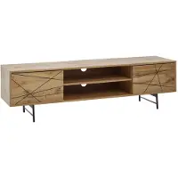 KADIMA DESIGN Eiche TV-Unterschrank, Modernes Linienmuster, 160cm Breit, Robuste Materialien. 160x40x45 cm |