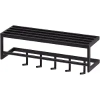 KADIMA DESIGN WANDGARDEROBE Metall Schwarz Modern mit 5 Haken und Kleiderstange