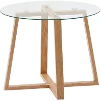 KADIMA DESIGN Massiver Eiche-Glas Couchtisch, Modernes Design, Überkreuztes Gestell. 58x58x47 cm |