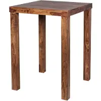 KADIMA DESIGN Rustikaler Sheeshamholz Bartisch, Stabile Konstruktion, Einzigartiges Design. 80x80x110 cm |