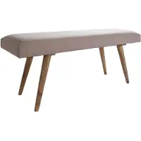 KADIMA DESIGN SITZBANK SILE Retro Stil Stoffbezug Massivholz, Beige 117x38x51 cm