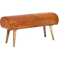 KADIMA DESIGN Sitzbank | Echtleder/Holz, 100x53x40cm, Springbock | Gr.: onesize
