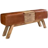 KADIMA DESIGN SITZBANK – Echtleder/Holz, 120 cm, Retro-Stil, mit Stauraum