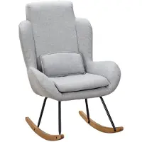 KADIMA DESIGN LAVANT Schaukelstuhl: Weiche Sitzschale, Wippfunktion, abnehmbare Polsterung, hohe Rückenlehne, Rubberwood, Grau/Blau/Anthrazit.