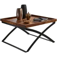 KADIMA DESIGN Quadratischer Couchtisch im Industrial-Stil, Sheesham & Eisen. 63x63x39 cm |