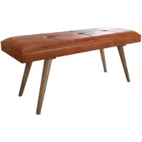 KADIMA DESIGN Retro-Sitzbank aus Ziegenleder und massivem Holz, stabil, 200 kg Belastbarkeit. 117x38x51 cm |