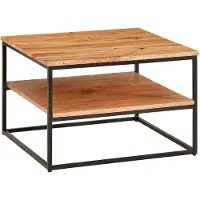 KADIMA DESIGN Industrial Couchtisch aus Akazienholz und Metallbeinen, Platzsparendes Design, Handgefertigt, 2 Ablageflächen. 60x60x41 cm |