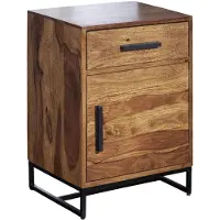 KADIMA DESIGN Nachttisch Nachtkommode | Massivholz/Metall, 45x35x65cm, Schublade/Tür | Gr.: onesize