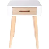 Home Deco Factory grauer Nachttisch mit 1 Schublade aus Holz
