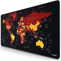 Titanwolf Gaming Mauspad XXL, glattes Stoffgewebe, Speed Mousepad 900 x 400mm große Fläche, Weltkarte rot